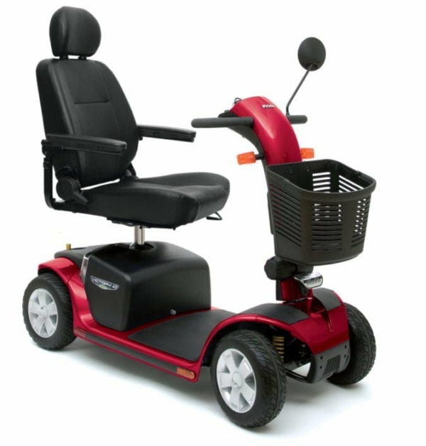 Pride Scootmobiel Victory 10 DX rood 4 wiel zij aangezicht